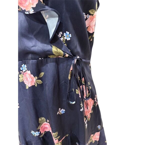 Altar'd State Women's L Blue Floral Sleeveless Ruffle Short Dress - Picture 2 of 12